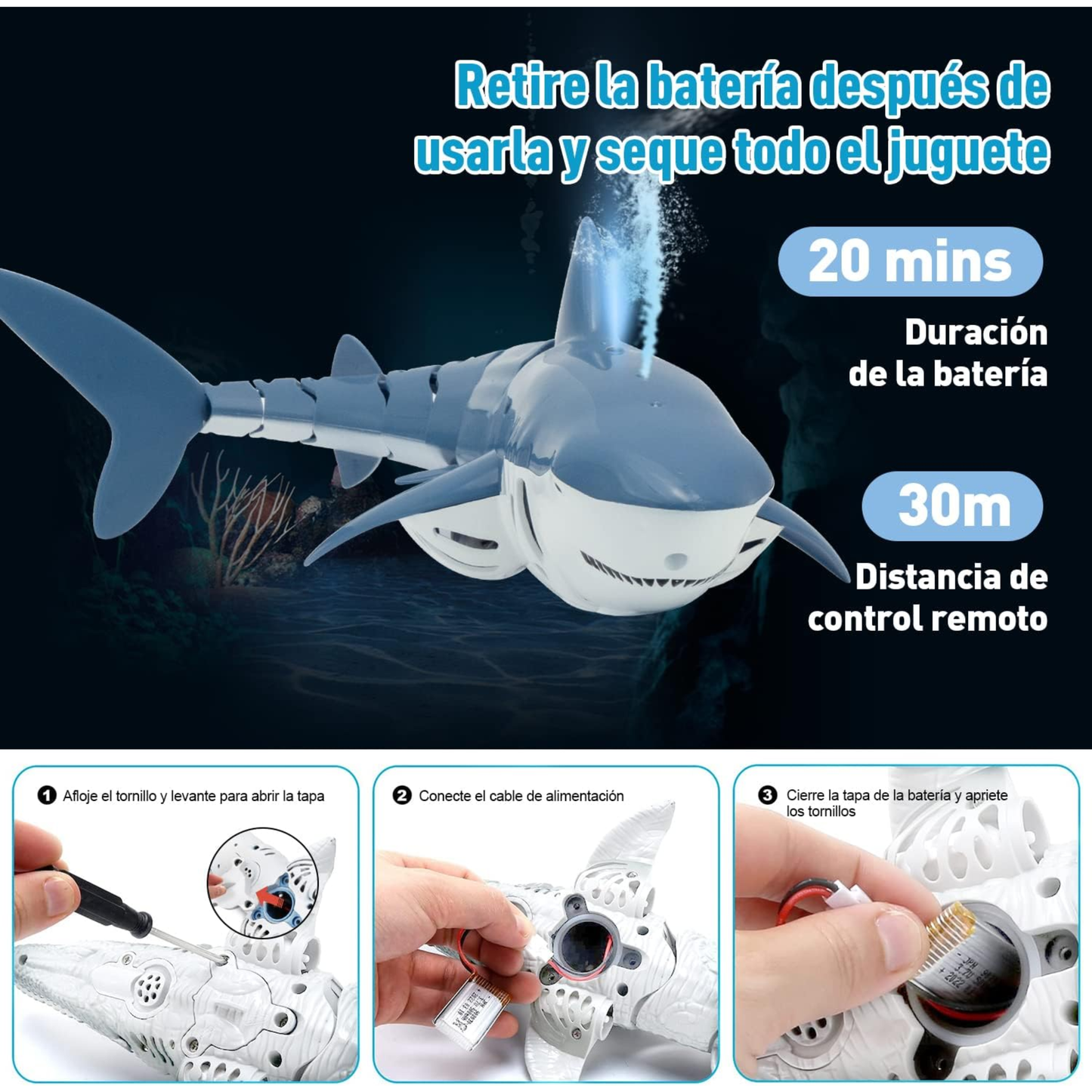 SplashShark – Tiburón RC Realista